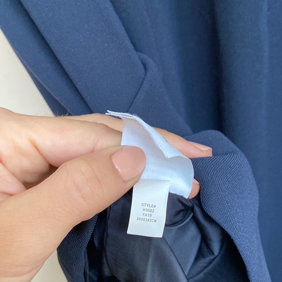 J. Crew Combo Ruffle Dress Cream Navy 4P - Picture 6 of 16